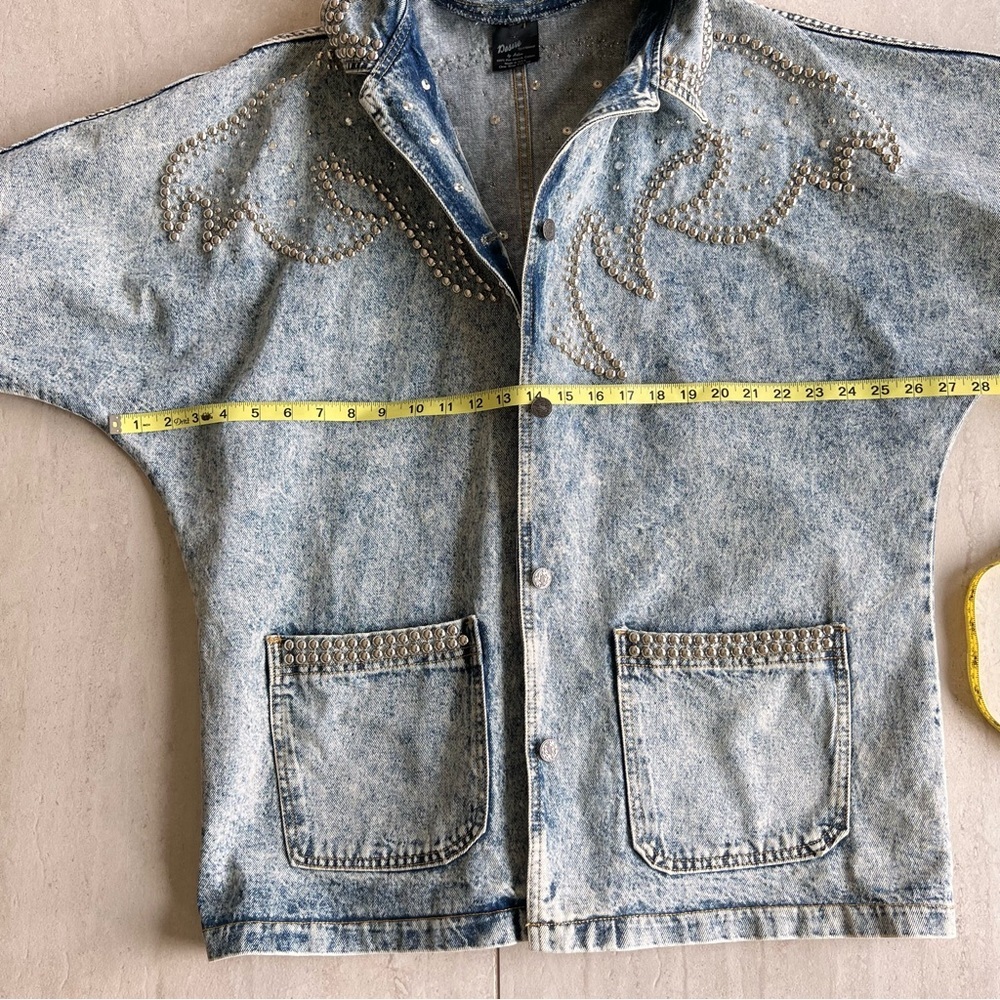 Vintage 80s Acid Washed Denim Studded Jacket Desire By Arlene - Picture 12 of 13